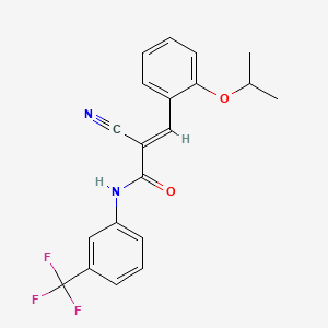 molecular formula C20H17F3N2O2 B2858211 (E)-2-cyano-3-(2-propan-2-yloxyphenyl)-N-[3-(trifluoromethyl)phenyl]prop-2-enamide CAS No. 380424-73-7
