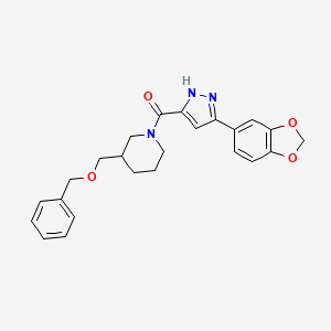 molecular formula C24H25N3O4 B2858218 (3-(benzo[d][1,3]dioxol-5-yl)-1H-pyrazol-5-yl)(3-((benzyloxy)methyl)piperidin-1-yl)methanone CAS No. 1298055-54-5