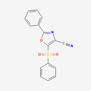 molecular formula C16H10N2O3S B2858235 2-Phenyl-5-(phenylsulfonyl)-1,3-oxazole-4-carbonitrile CAS No. 1225166-89-1