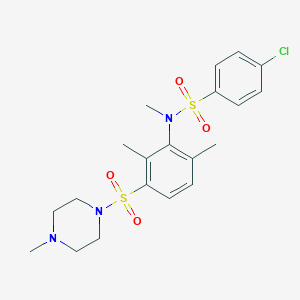 molecular formula C20H26ClN3O4S2 B285824 4-chloro-N-{2,6-dimethyl-3-[(4-methyl-1-piperazinyl)sulfonyl]phenyl}-N-methylbenzenesulfonamide 