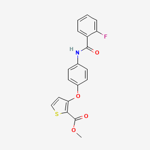 molecular formula C19H14FNO4S B2858243 Methyl 3-{4-[(2-fluorobenzoyl)amino]phenoxy}-2-thiophenecarboxylate CAS No. 900019-25-2