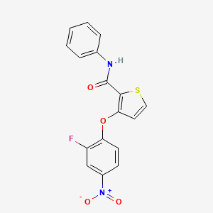 molecular formula C17H11FN2O4S B2858245 3-(2-fluoro-4-nitrophenoxy)-N-phenylthiophene-2-carboxamide CAS No. 303152-03-6