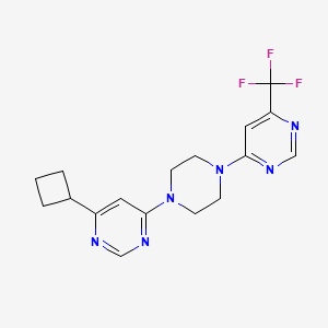 molecular formula C17H19F3N6 B2858247 4-环丁基-6-{4-[6-(三氟甲基)嘧啶-4-基]哌嗪-1-基}嘧啶 CAS No. 2097857-27-5