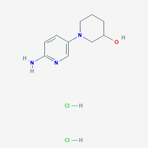 molecular formula C10H17Cl2N3O B2858249 1-(6-氨基吡啶-3-基)哌啶-3-醇；二盐酸盐 CAS No. 2580223-80-7