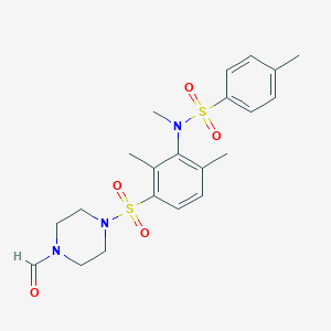 molecular formula C21H27N3O5S2 B285825 N-[3-(4-Formyl-piperazine-1-sulfonyl)-2,6-dimethyl-phenyl]-4,N-dimethyl-benzenesulfonamide 