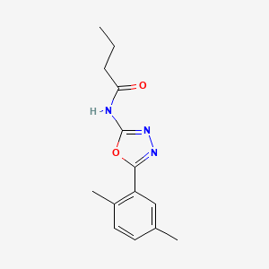 molecular formula C14H17N3O2 B2858255 N-(5-(2,5-dimethylphenyl)-1,3,4-oxadiazol-2-yl)butyramide CAS No. 891123-93-6