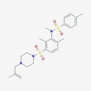 molecular formula C24H33N3O4S2 B285827 N-[2,6-dimethyl-3-[4-(2-methylprop-2-enyl)piperazin-1-yl]sulfonylphenyl]-N,4-dimethylbenzenesulfonamide 