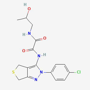 molecular formula C16H17ClN4O3S B2858277 N-[2-(4-氯苯基)-2,6-二氢-4H-噻吩并[3,4-c]吡唑-3-基]-N'-(2-羟丙基)乙二酰胺 CAS No. 946354-16-1