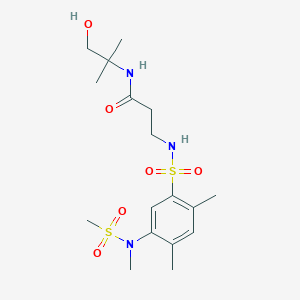 molecular formula C17H29N3O6S2 B2858302 3-[({2,4-dimethyl-5-[methyl(methylsulfonyl)amino]phenyl}sulfonyl)amino]-N-(2-h ydroxy-tert-butyl)propanamide CAS No. 881937-16-2