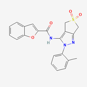 molecular formula C21H17N3O4S B2858307 N-(5,5-dioxido-2-(o-tolyl)-4,6-dihydro-2H-thieno[3,4-c]pyrazol-3-yl)benzofuran-2-carboxamide CAS No. 893942-19-3