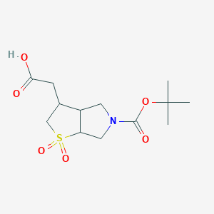molecular formula C13H21NO6S B2858327 2-(5-(叔丁氧羰基)-1,1-二氧化六氢-2H-噻吩[2,3-c]吡咯-3-基)乙酸 CAS No. 2126160-74-3