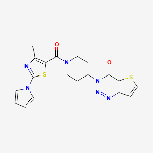 molecular formula C19H18N6O2S2 B2858344 3-(1-(4-methyl-2-(1H-pyrrol-1-yl)thiazole-5-carbonyl)piperidin-4-yl)thieno[3,2-d][1,2,3]triazin-4(3H)-one CAS No. 2034426-38-3