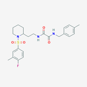 molecular formula C24H30FN3O4S B2858346 N1-(2-(1-((4-fluoro-3-methylphenyl)sulfonyl)piperidin-2-yl)ethyl)-N2-(4-methylbenzyl)oxalamide CAS No. 898460-75-8