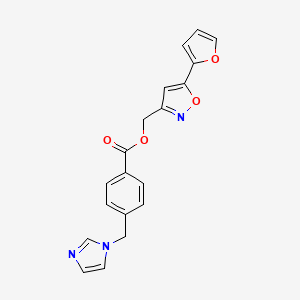 molecular formula C19H15N3O4 B2858349 (5-(呋喃-2-基)异恶唑-3-基)甲基 4-((1H-咪唑-1-基)甲基)苯甲酸酯 CAS No. 1209182-45-5