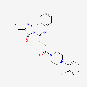 molecular formula C25H26FN5O2S B2858351 5-((2-(4-(2-氟苯基)哌嗪-1-基)-2-氧代乙基)硫)-2-丙基咪唑并[1,2-c]喹唑啉-3(2H)-酮 CAS No. 1053077-56-7