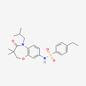molecular formula C23H30N2O4S B2858357 4-ethyl-N-(5-isobutyl-3,3-dimethyl-4-oxo-2,3,4,5-tetrahydrobenzo[b][1,4]oxazepin-8-yl)benzenesulfonamide CAS No. 921992-94-1