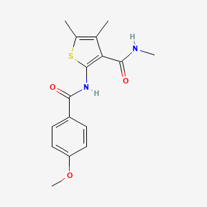 molecular formula C16H18N2O3S B2858368 2-(4-methoxybenzamido)-N,4,5-trimethylthiophene-3-carboxamide CAS No. 896293-22-4