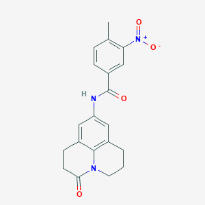 molecular formula C20H19N3O4 B2858384 4-methyl-3-nitro-N-(3-oxo-1,2,3,5,6,7-hexahydropyrido[3,2,1-ij]quinolin-9-yl)benzamide CAS No. 898411-96-6
