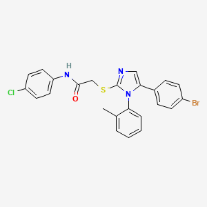 molecular formula C24H19BrClN3OS B2858388 2-((5-(4-bromophenyl)-1-(o-tolyl)-1H-imidazol-2-yl)thio)-N-(4-chlorophenyl)acetamide CAS No. 1207026-97-8
