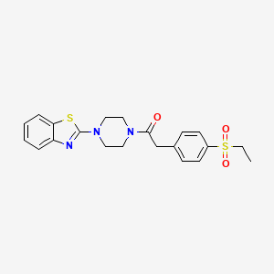 molecular formula C21H23N3O3S2 B2858389 1-(4-(Benzo[d]thiazol-2-yl)piperazin-1-yl)-2-(4-(ethylsulfonyl)phenyl)ethanone CAS No. 941931-70-0