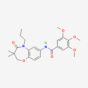 molecular formula C24H30N2O6 B2858393 N-(3,3-二甲基-4-氧代-5-丙基-2,3,4,5-四氢苯并[b][1,4]恶二杂环庚-7-基)-3,4,5-三甲氧基苯甲酰胺 CAS No. 921562-96-1