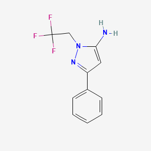 molecular formula C11H10F3N3 B2858402 3-Phenyl-1-(2,2,2-trifluoroethyl)-1H-pyrazol-5-amine CAS No. 1365988-18-6