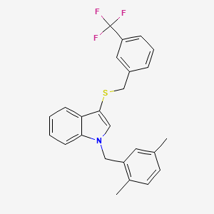 molecular formula C25H22F3NS B2858404 1-(2,5-二甲基苄基)-3-((3-(三氟甲基)苄基)硫代)-1H-吲哚 CAS No. 681279-37-8