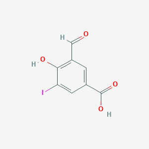 molecular formula C8H5IO4 B2858427 3-甲酰基-4-羟基-5-碘苯甲酸 CAS No. 33257-38-4