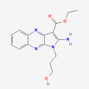 molecular formula C16H18N4O3 B2858428 ethyl 2-amino-1-(3-hydroxypropyl)-1H-pyrrolo[2,3-b]quinoxaline-3-carboxylate CAS No. 301358-59-8