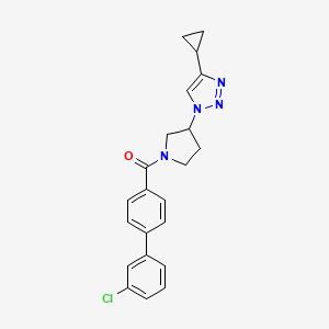 molecular formula C22H21ClN4O B2858436 (3'-氯-[1,1'-联苯]-4-基)(3-(4-环丙基-1H-1,2,3-三唑-1-基)吡咯烷-1-基)甲苯酮 CAS No. 2034223-01-1