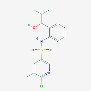 molecular formula C16H19ClN2O3S B2858441 6-chloro-N-[2-(1-hydroxy-2-methylpropyl)phenyl]-5-methylpyridine-3-sulfonamide CAS No. 1445613-63-7