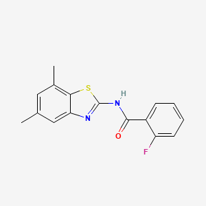 molecular formula C16H13FN2OS B2858442 N-(5,7-dimethyl-1,3-benzothiazol-2-yl)-2-fluorobenzamide CAS No. 912770-48-0
