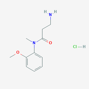 molecular formula C11H17ClN2O2 B2858445 3-氨基-N-(2-甲氧基苯基)-N-甲基丙酰胺；盐酸盐 CAS No. 1581547-59-2
