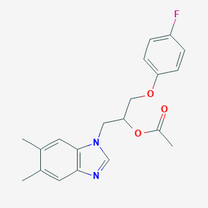molecular formula C20H21FN2O3 B285845 2-(5,6-dimethyl-1H-benzimidazol-1-yl)-1-[(4-fluorophenoxy)methyl]ethyl acetate 