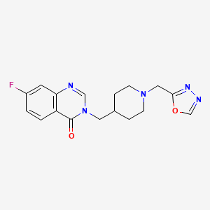 molecular formula C17H18FN5O2 B2858467 7-Fluoro-3-[[1-(1,3,4-oxadiazol-2-ylmethyl)piperidin-4-yl]methyl]quinazolin-4-one CAS No. 2415554-73-1