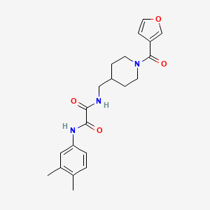 molecular formula C21H25N3O4 B2858476 N1-(3,4-dimethylphenyl)-N2-((1-(furan-3-carbonyl)piperidin-4-yl)methyl)oxalamide CAS No. 1396749-07-7