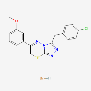 molecular formula C18H16BrClN4OS B2858493 3-(4-chlorobenzyl)-6-(3-methoxyphenyl)-7H-[1,2,4]triazolo[3,4-b][1,3,4]thiadiazine hydrobromide CAS No. 1179408-59-3