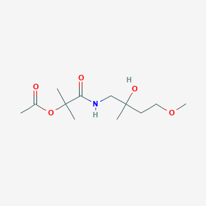 molecular formula C12H23NO5 B2858512 1-((2-Hydroxy-4-methoxy-2-methylbutyl)amino)-2-methyl-1-oxopropan-2-yl acetate CAS No. 2309553-92-0