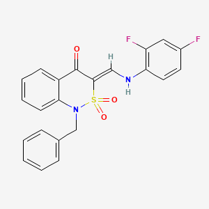 molecular formula C22H16F2N2O3S B2858526 (Z)-1-benzyl-3-(((2,4-difluorophenyl)amino)methylene)-1H-benzo[c][1,2]thiazin-4(3H)-one 2,2-dioxide CAS No. 892290-83-4