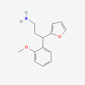 molecular formula C14H17NO2 B2858530 3-(Furan-2-yl)-3-(2-methoxyphenyl)propan-1-amine CAS No. 378778-71-3