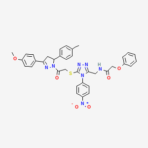 N-((5-((2-(3-(4-methoxyphenyl)-5-(p-tolyl)-4,5-dihydro-1H-pyrazol-1-yl)-2-oxoethyl)thio)-4-(4-nitrophenyl)-4H-1,2,4-triazol-3-yl)methyl)-2-phenoxyacetamide