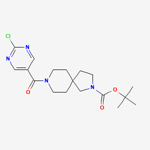 molecular formula C18H25ClN4O3 B2858535 Tert-butyl 8-(2-chloropyrimidine-5-carbonyl)-2,8-diazaspiro[4.5]decane-2-carboxylate CAS No. 2402830-62-8