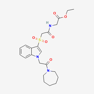 ethyl 2-(2-((1-(2-(azepan-1-yl)-2-oxoethyl)-1H-indol-3-yl)sulfonyl)acetamido)acetate