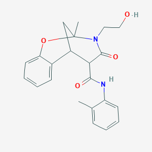 molecular formula C22H24N2O4 B285854 3-(2-hydroxyethyl)-2-methyl-N-(2-methylphenyl)-4-oxo-3,4,5,6-tetrahydro-2H-2,6-methano-1,3-benzoxazocine-5-carboxamide 
