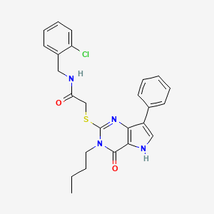 molecular formula C25H25ClN4O2S B2858557 2-[(3-butyl-4-oxo-7-phenyl-4,5-dihydro-3H-pyrrolo[3,2-d]pyrimidin-2-yl)sulfanyl]-N-(2-chlorobenzyl)acetamide CAS No. 1260628-89-4