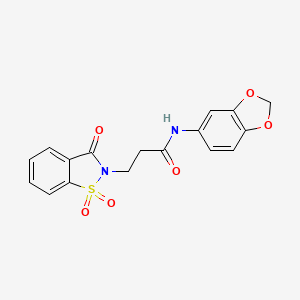 molecular formula C17H14N2O6S B2858562 N-(benzo[d][1,3]dioxol-5-yl)-3-(1,1-dioxido-3-oxobenzo[d]isothiazol-2(3H)-yl)propanamide CAS No. 899757-46-1