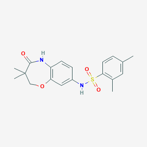 molecular formula C19H22N2O4S B2858569 N-(3,3-dimethyl-4-oxo-2,3,4,5-tetrahydrobenzo[b][1,4]oxazepin-8-yl)-2,4-dimethylbenzenesulfonamide CAS No. 922051-15-8