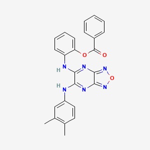 2-{[6-(3,4-Dimethylanilino)[1,2,5]oxadiazolo[3,4-b]pyrazin-5-yl]amino}phenyl benzoate