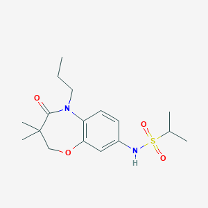 molecular formula C17H26N2O4S B2858576 N-(3,3-dimethyl-4-oxo-5-propyl-2,3,4,5-tetrahydrobenzo[b][1,4]oxazepin-8-yl)propane-2-sulfonamide CAS No. 921997-59-3