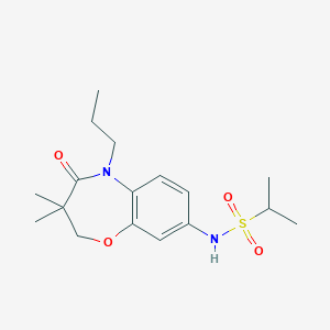 molecular formula C17H26N2O4S B2858576 N-(3,3-dimethyl-4-oxo-5-propyl-2,3,4,5-tetrahydro-1,5-benzoxazepin-8-yl)propane-2-sulfonamide CAS No. 921997-59-3